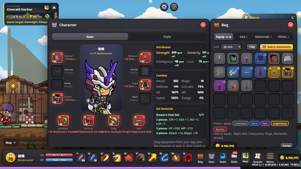 Paper doll, a full Mythic +10 set with its set bonus
