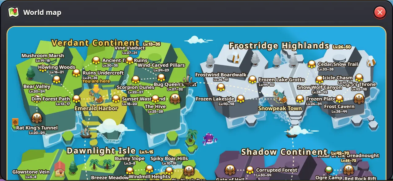 The world map on a phone